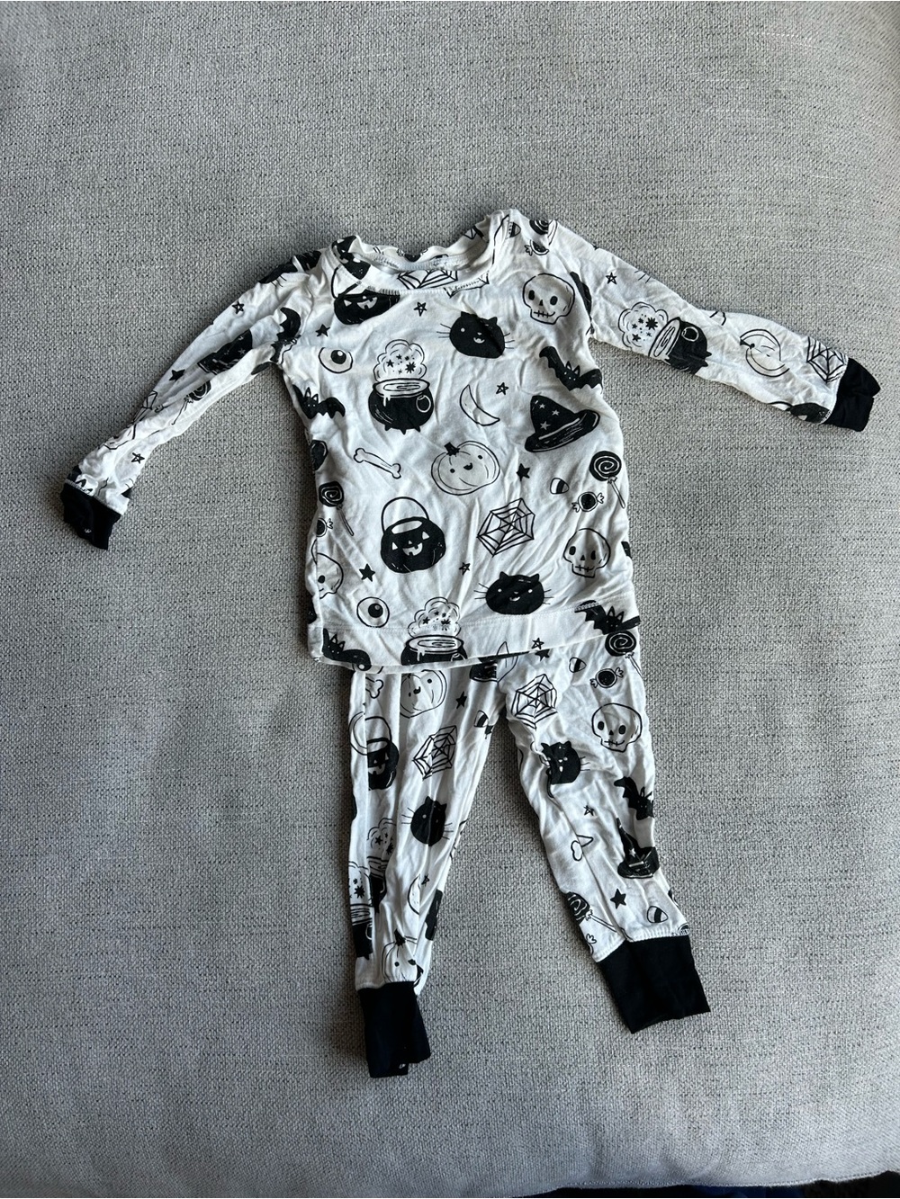 Kids Black & White Halloween Print Bamboo Pajama Set Angel Dear